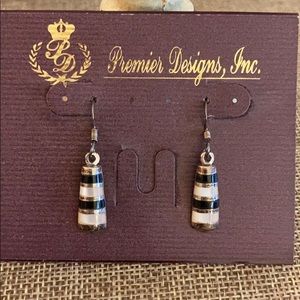 Premier Designs Drop Earrings B/W Silver 925